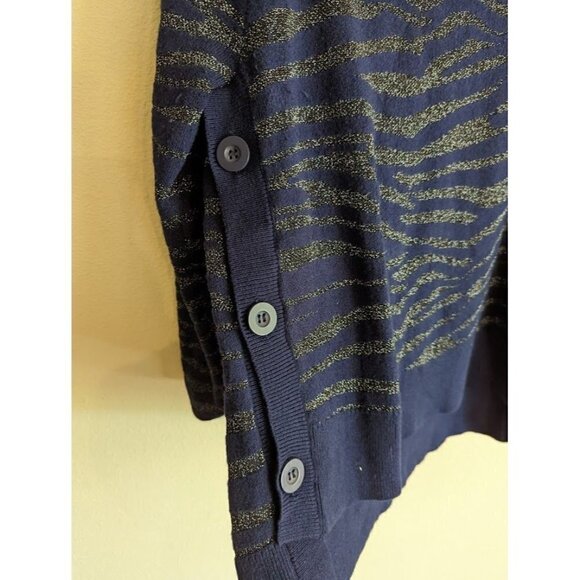 Stella & Dot Blue/Black Animal Print Sweater Women's Size Large - Picture 4 of 7